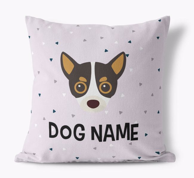 Triangle Pattern with {dogsName}'s Icon: Personalized Canvas Pillow